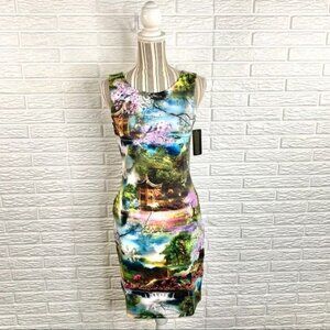 Cocoom Asian Landscape Bodycon Neoprene Dress Size Large